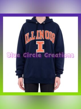 University of Illinois Fighting Illini Arch Logo Hoodie Navy 
Unisex Small